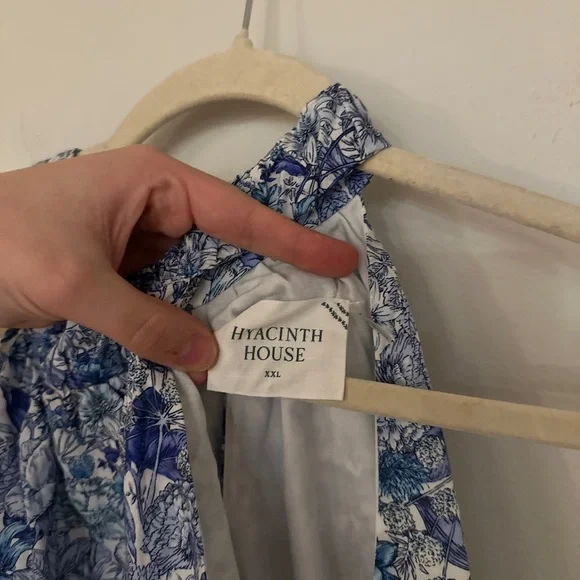 Hyacinth House - Tuckernuck Blue White Halter Neck Midi Dress- Size XXL - NWT - Picture 10 of 13